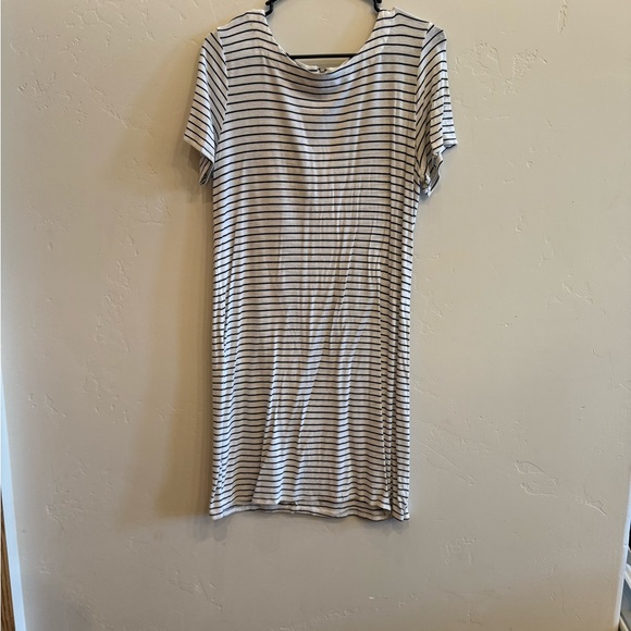 Merona Black and White Striped Midi Dress - Picture 1 of 3